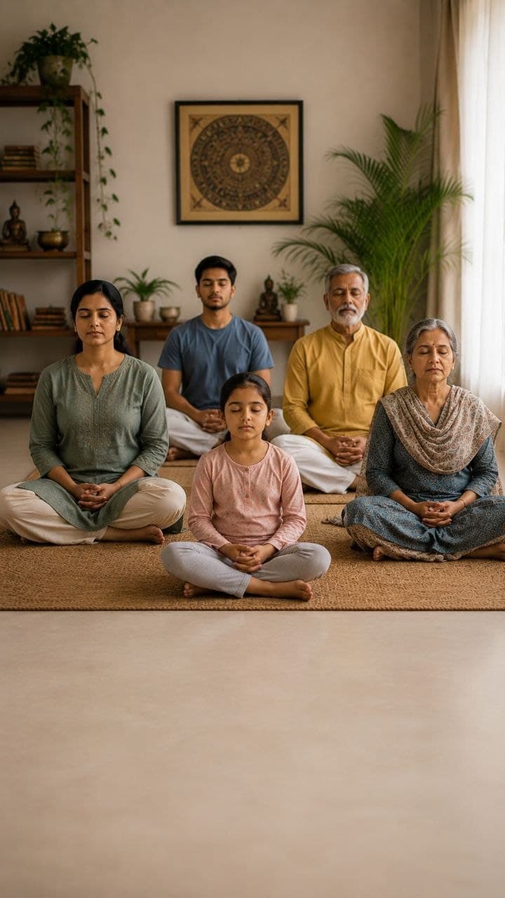 Participants meditating